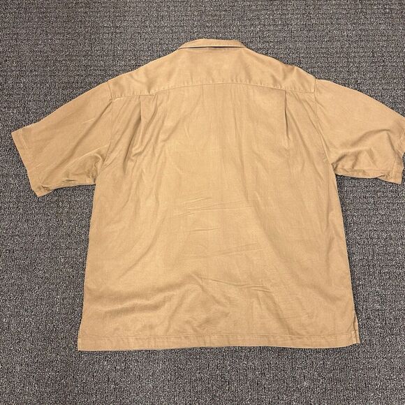 Tommy Bahama Shirt Men Sz XL Brown Relax Silk Blend Button Up Hawaiian S/S Solid - Picture 3 of 7